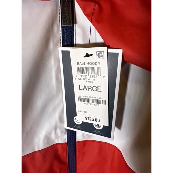 Club Room Men's Lightweight Hooded Rain Jacket, Red/White/Blue, NWT, Size L - Picture 4 of 5
